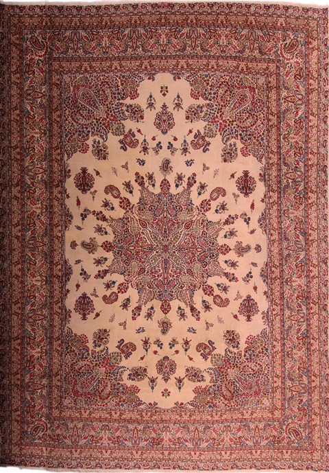 Kerman Beige Hand Knotted 112 X 155  Area Rug 400-18085 Image 0