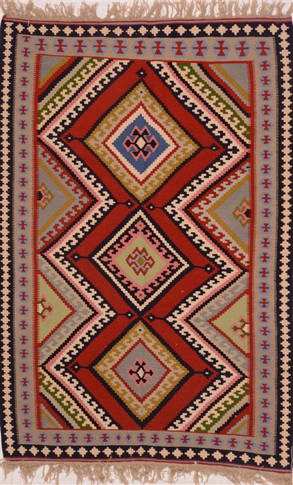 Kilim Black Hand Knotted 42 X 62  Area Rug 100-18090 Image 0