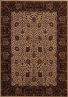 Floral Botanical Beige Machine Made 7'10" X 11'2"  Area Rug 100-18107