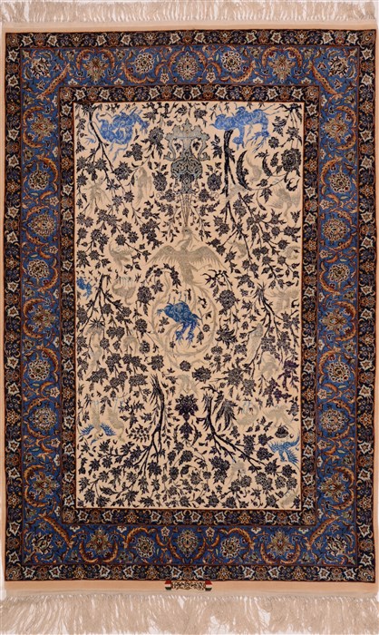 Isfahan White Hand Knotted 37 X 53  Area Rug 100-18108 Image 0