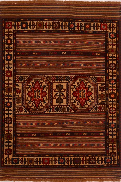 Kilim Brown Hand Knotted 44 X 61  Area Rug 100-18116 Image 0
