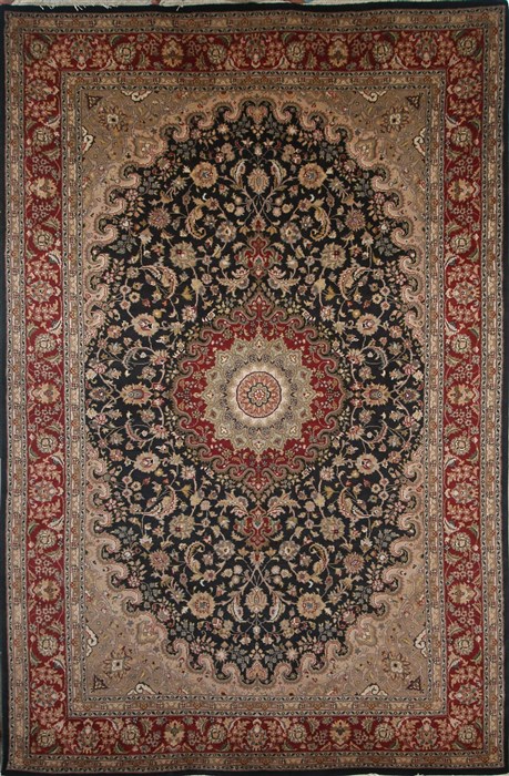 Tabriz Black Hand Knotted 60 X 94  Area Rug 100-18127 Image 0