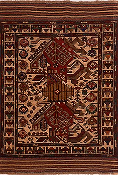 Kilim Red Hand Knotted 4'1" X 5'9"  Area Rug 100-18131