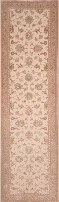 Tabriz Beige Runner Hand Knotted 210 X 910  Area Rug 100-18139 Image 0
