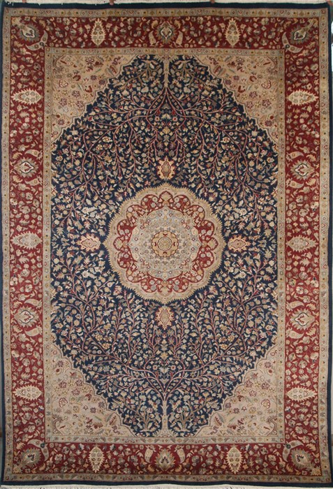 Tabriz Blue Hand Knotted 62 X 93  Area Rug 100-18146 Image 0
