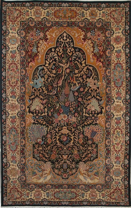 Tabriz Black Hand Knotted 48 X 73  Area Rug 100-18149 Image 0