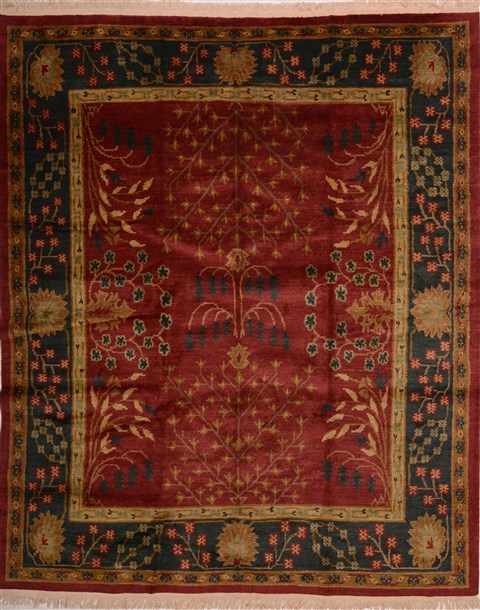 Indo-Nepal Red Hand Knotted 80 X 99  Area Rug 100-18162 Image 0