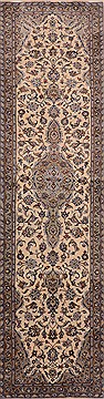 Kashan Beige Runner Hand Knotted 2'6" X 9'7"  Area Rug 100-18165