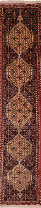 Sanandaj Black Runner Hand Knotted 19 X 82  Area Rug 100-18166 Image 0