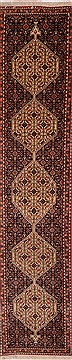 Sanandaj Black Runner Hand Knotted 1'9" X 8'2"  Area Rug 100-18166