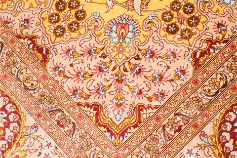 Qum Yellow Hand Knotted 46 X 65  Area Rug 400-18182 Image 16