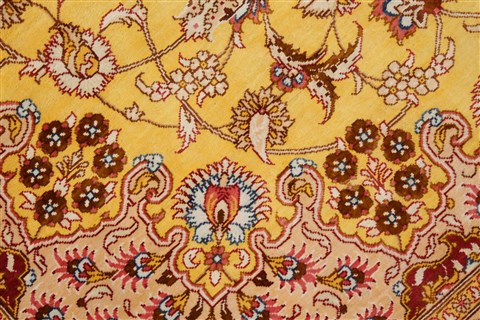 Qum Yellow Hand Knotted 46 X 65  Area Rug 400-18182 Image 18