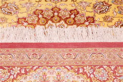 Qum Yellow Hand Knotted 46 X 65  Area Rug 400-18182 Image 21