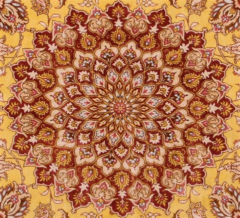 Qum Yellow Hand Knotted 46 X 65  Area Rug 400-18182 Image 8