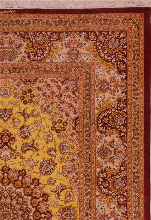 Qum Yellow Hand Knotted 46 X 65  Area Rug 400-18182 Image 9