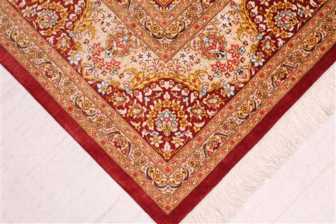 Qum Yellow Hand Knotted 46 X 65  Area Rug 400-18182 Image 15