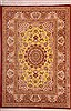 Qum Yellow Hand Knotted 46 X 65  Area Rug 400-18182 Thumb 0