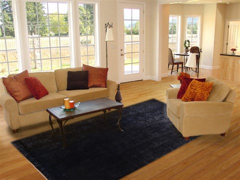 Modern Blue Hand Knotted 80 X 100  Area Rug 100-18190 Image 4