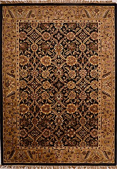Indian Jaipur Black Rectangle 8x11 ft Wool Carpet 18195