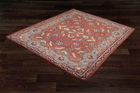 Indo-Nepal Red Hand Knotted 80 X 100  Area Rug 151-18204 Image 6