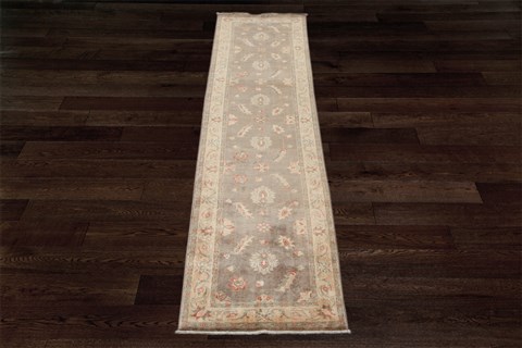Chobi Grey Runner Hand Knotted 27 X 105  Area Rug 151-18209 Image 1