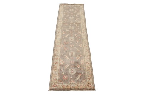 Chobi Grey Runner Hand Knotted 27 X 105  Area Rug 151-18209 Image 0