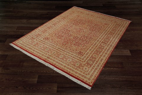 Pishavar Red Square Hand Knotted 10 X 10  Area Rug 151-18212 Image 4