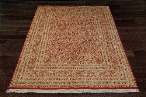 Pishavar Red Square Hand Knotted 10 X 10  Area Rug 151-18212 Image 5