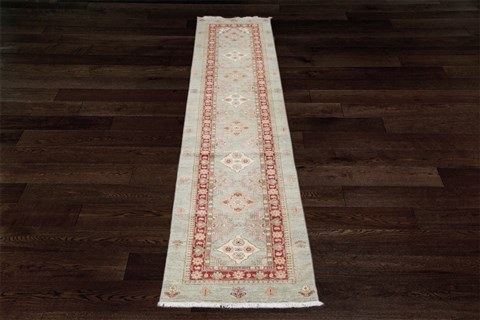 Kazak Blue Runner Hand Knotted 26 X 123  Area Rug 151-18227 Image 1