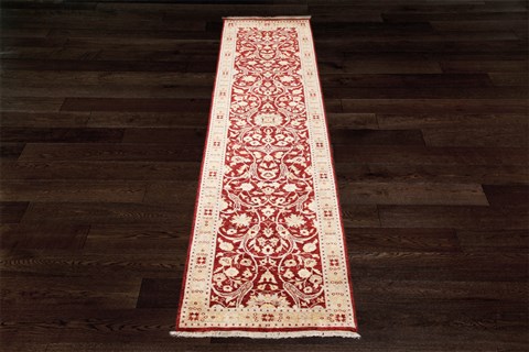 Chobi Red Runner Hand Knotted 28 X 120  Area Rug 151-18237 Image 2