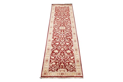 Chobi Red Runner Hand Knotted 28 X 120  Area Rug 151-18237 Image 0