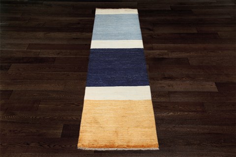 Modern Multicolor Runner Hand Knotted 27 X 100  Area Rug 151-18240 Image 1