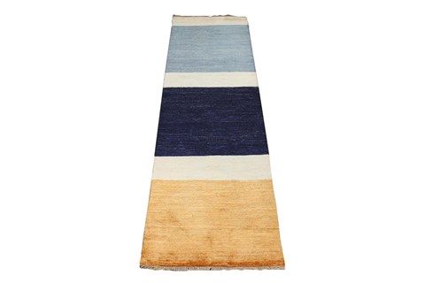 Modern Multicolor Runner Hand Knotted 27 X 100  Area Rug 151-18240 Image 0