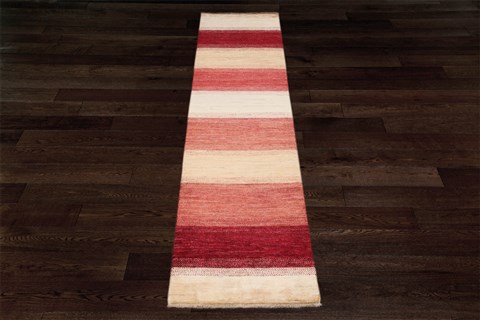 Modern Multicolor Runner Hand Knotted 27 X 100  Area Rug 151-18242 Image 1