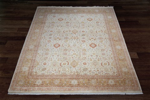 Chobi White Hand Knotted 120 X 150  Area Rug 151-18243 Image 1