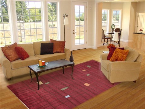 Modern Red Hand Knotted 80 X 100  Area Rug 151-18258 Image 4