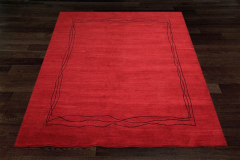 Indo-Nepal Red Hand Knotted 80 X 100  Area Rug 151-18286 Image 6