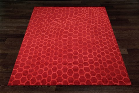 Indo-Nepal Red Hand Knotted 80 X 100  Area Rug 151-18292 Image 7