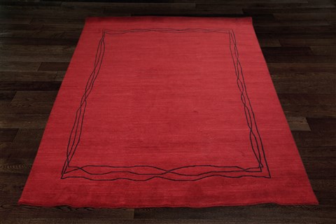 Indo-Nepal Red Hand Knotted 80 X 100  Area Rug 151-18294 Image 6