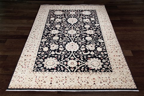 Chobi Black Hand Knotted 100 X 144  Area Rug 151-18296 Image 2