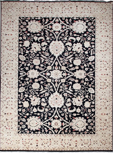Chobi Black Hand Knotted 100 X 144  Area Rug 151-18296 Image 0