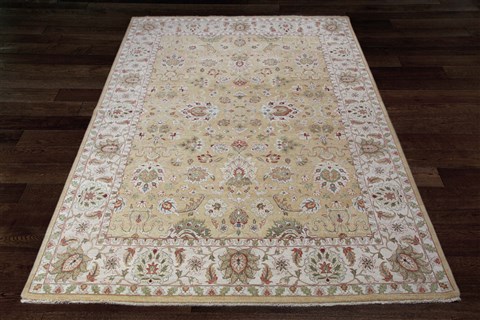 Sarouk Yellow Hand Knotted 100 X 143  Area Rug 151-18299 Image 1