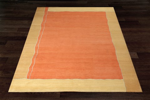 Indo-Nepal Orange Hand Knotted 80 X 100  Area Rug 151-18306 Image 7