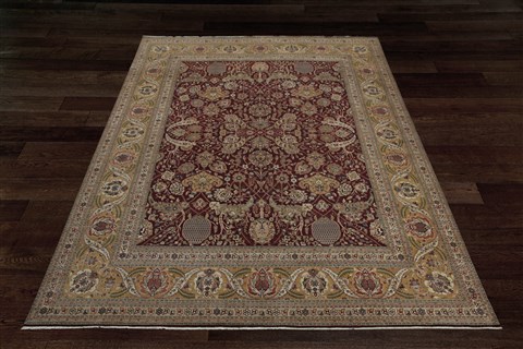 Agra Red Square Hand Knotted 10 X 10  Area Rug 151-18308 Image 2
