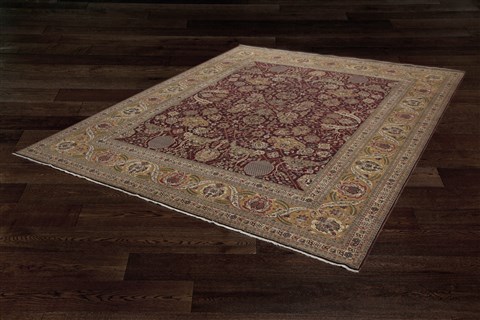 Agra Red Square Hand Knotted 10 X 10  Area Rug 151-18308 Image 5