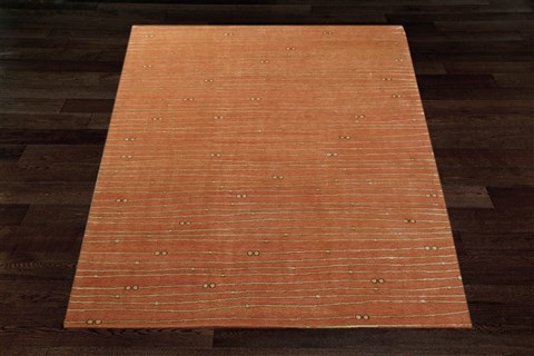 Indo-Nepal Orange Hand Knotted 80 X 100  Area Rug 151-18315 Image 9