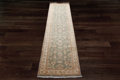 Chobi Green Runner Hand Knotted 33 X 128  Area Rug 151-18316 Image 1