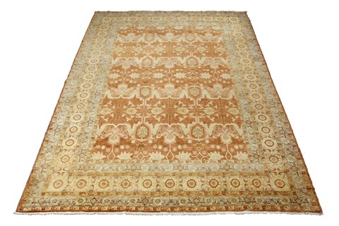 Chobi Orange Hand Knotted 100 X 136  Area Rug 151-18320 Image 2