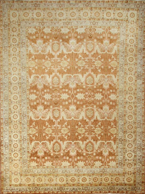 Chobi Orange Hand Knotted 100 X 136  Area Rug 151-18320 Image 0