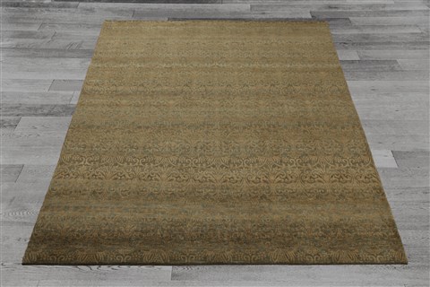 Indo-Nepal Green Hand Knotted 80 X 100  Area Rug 151-18324 Image 7